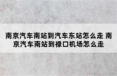 南京汽车南站到汽车东站怎么走 南京汽车南站到禄口机场怎么走